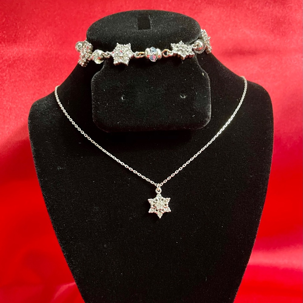 Brighton rhinestone snowflake necklace & bracelet